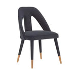 Neda Sedia da Pranzo Moderna Imbottita in Velluto Blu Notte - Manhattan Comfort: Legno di Olmo, Piedini Dorati, Nessun Montaggio