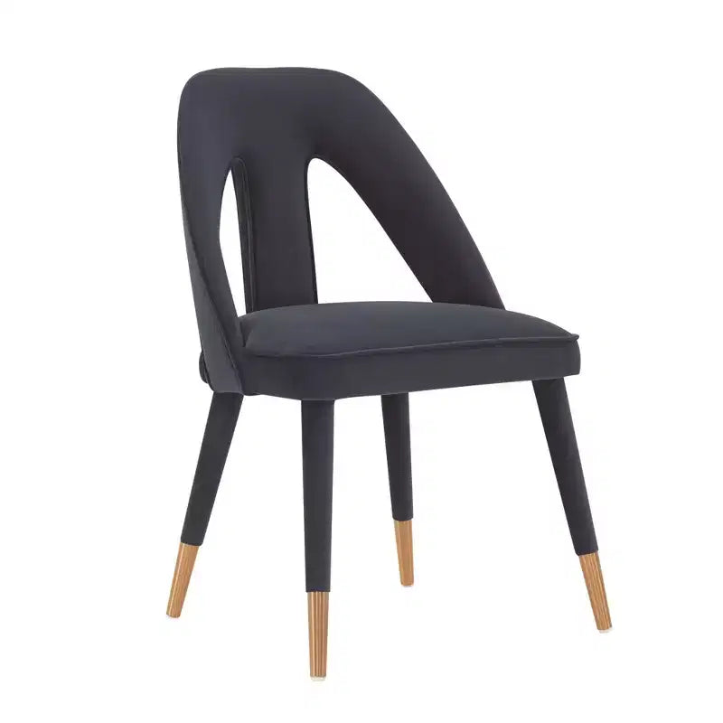 Neda Sedia da Pranzo Moderna Imbottita in Velluto Blu Notte - Manhattan Comfort: Legno di Olmo, Piedini Dorati, Nessun Montaggio