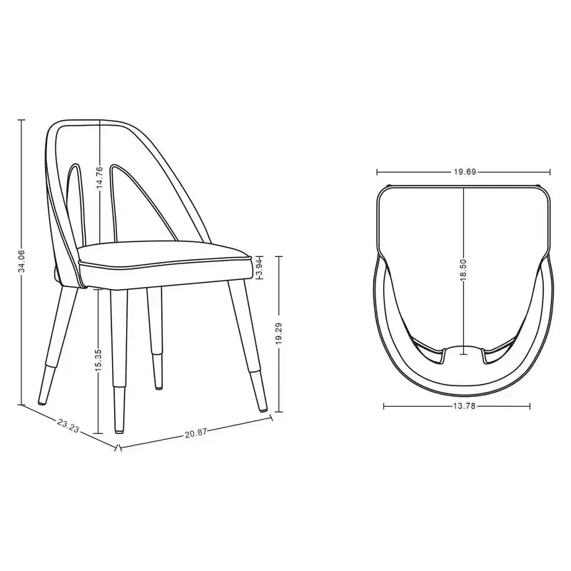 Neda Sedia da Pranzo Moderna Imbottita in Velluto Blu Notte - Manhattan Comfort: Legno di Olmo, Piedini Dorati, Nessun Montaggio