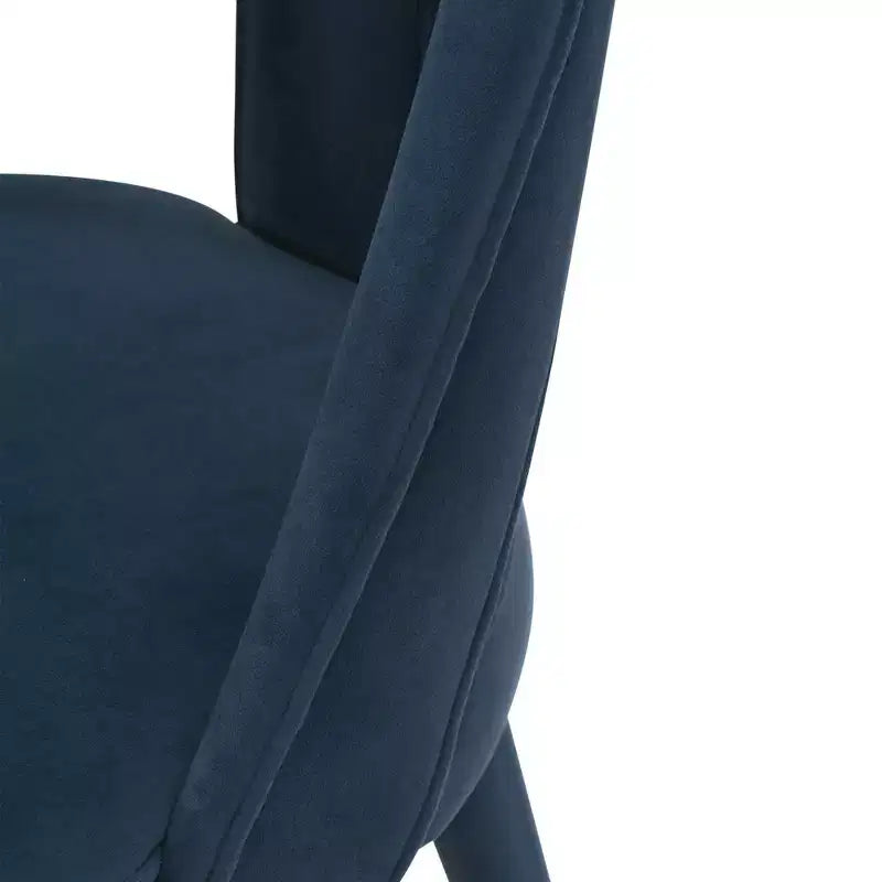 Neda Sedia da Pranzo Moderna Imbottita in Velluto Blu Notte - Manhattan Comfort: Legno di Olmo, Piedini Dorati, Nessun Montaggio