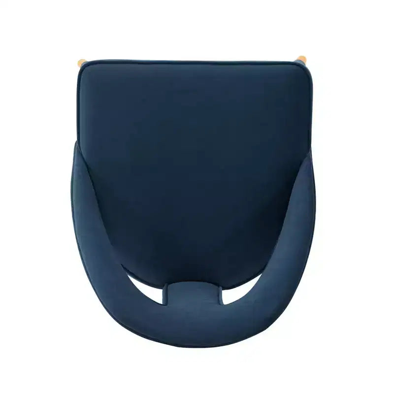 Neda Sedia da Pranzo Moderna Imbottita in Velluto Blu Notte - Manhattan Comfort: Legno di Olmo, Piedini Dorati, Nessun Montaggio