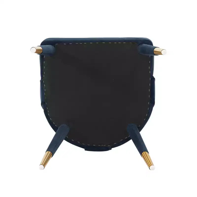 Neda Sedia da Pranzo Moderna Imbottita in Velluto Blu Notte - Manhattan Comfort: Legno di Olmo, Piedini Dorati, Nessun Montaggio