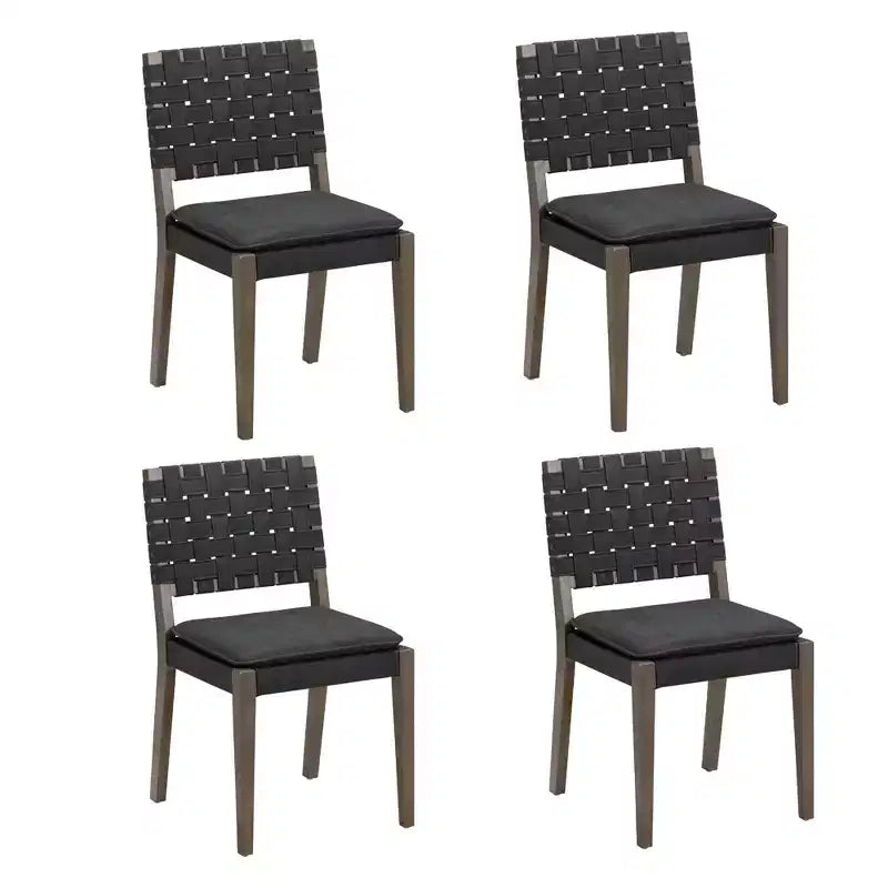Nathan James Set di 4 sedie da pranzo Cohen in similpelle nera
