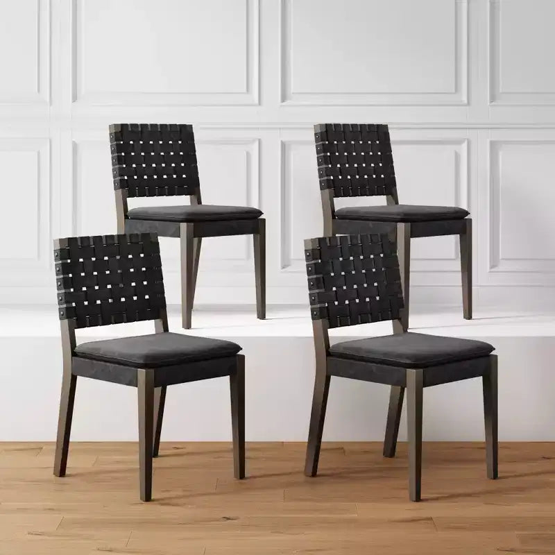 Nathan James Set di 4 sedie da pranzo Cohen in similpelle nera