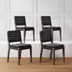 Nathan James Set di 4 sedie da pranzo Cohen in similpelle nera