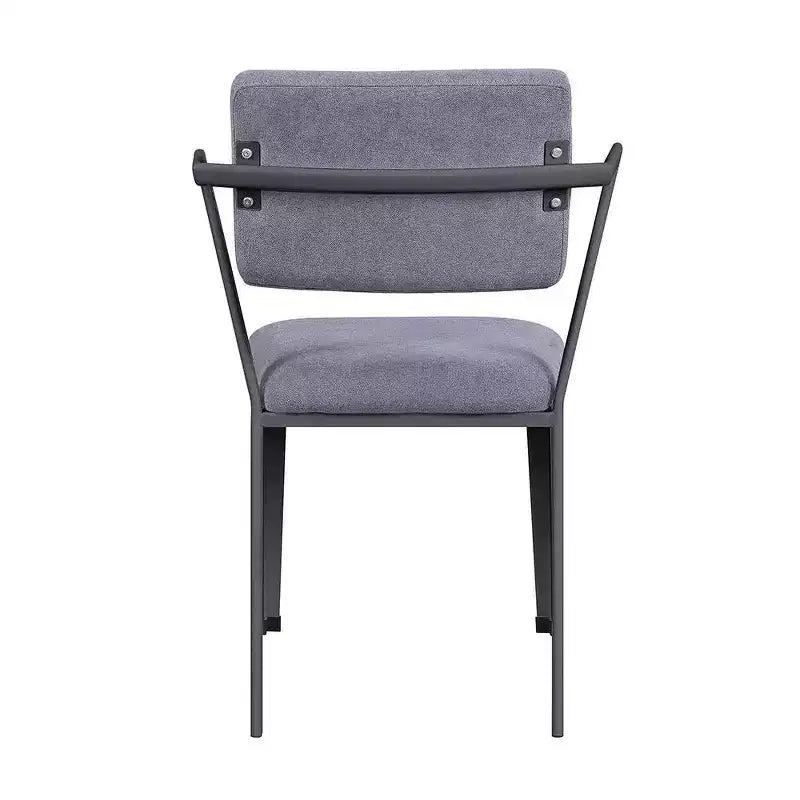 Sedie da pranzo Cargo da 22" in tessuto grigio e canna di fucile - Acme Furniture: Rivestimento in pelle, Struttura in metallo, Senza braccioli, Facili da pulire