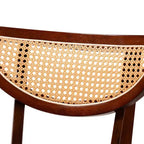 Baxton Studio 2 sedie da pranzo Dannell in tessuto e legno grigio/marrone noce/marrone chiaro: metà secolo, dettagli in rattan, cuscino in schiuma