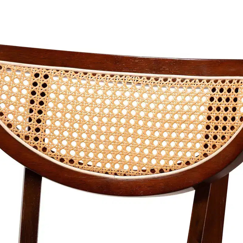 Baxton Studio 2 sedie da pranzo Dannell in tessuto e legno grigio/marrone noce/marrone chiaro: metà secolo, dettagli in rattan, cuscino in schiuma