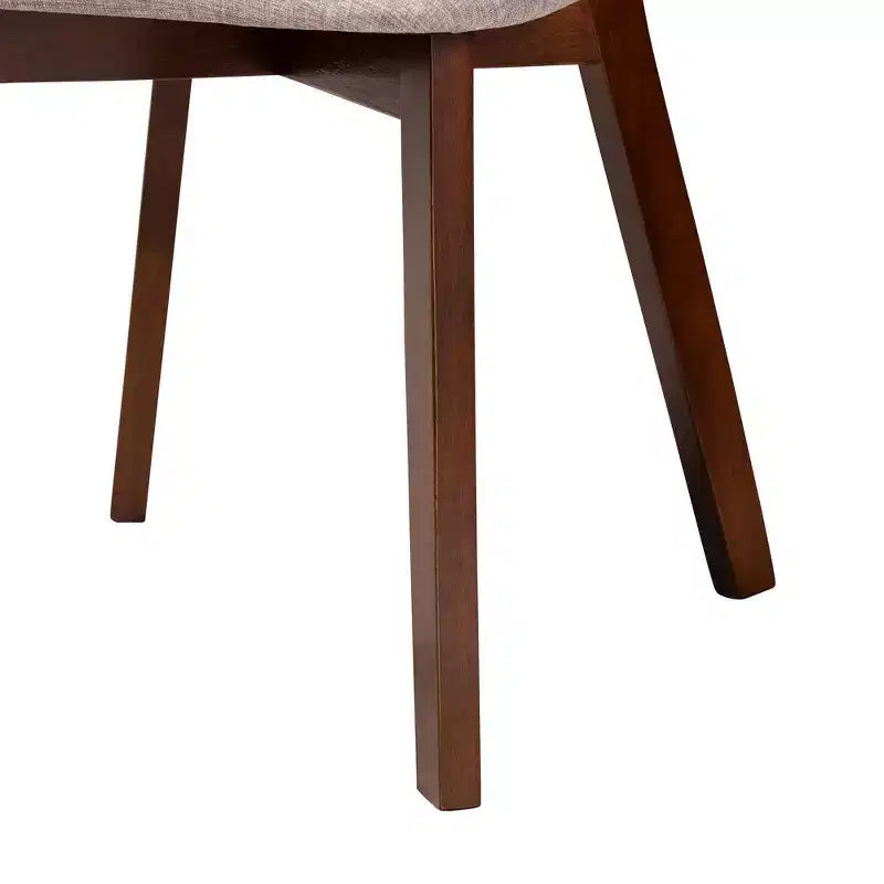 Baxton Studio 2 sedie da pranzo Dannell in tessuto e legno grigio/marrone noce/marrone chiaro: metà secolo, dettagli in rattan, cuscino in schiuma