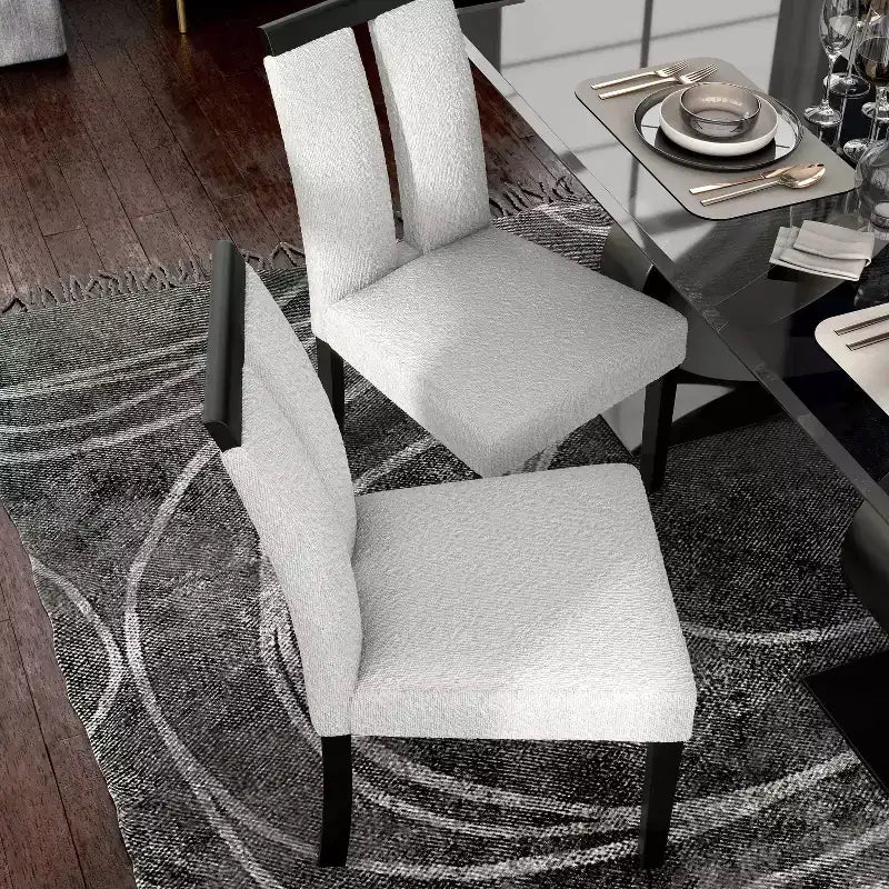 Set di 2 sedie da pranzo contemporanee miBasics Northstar imbottite in bouclé, bianco/nero: Sedile imbottito, Struttura in legno