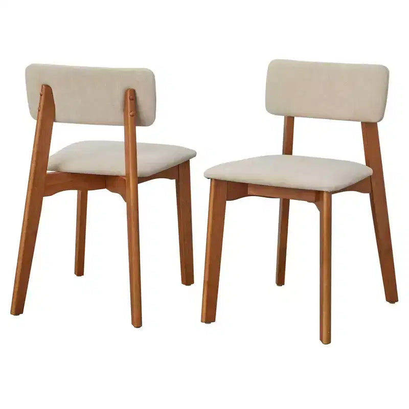 Buylateral Set di 2 sedie da pranzo imbottite Nettie Mid-Century Modern noce/beige