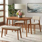 Buylateral Set di 2 sedie da pranzo imbottite Nettie Mid-Century Modern noce/beige