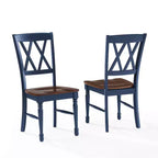 Crosley Shelby Set 2 Sedie da Pranzo Blu: Struttura in Legno di Gomma, Senza Braccioli, Stile Rustico Tradizionale