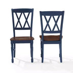 Crosley Shelby Set 2 Sedie da Pranzo Blu: Struttura in Legno di Gomma, Senza Braccioli, Stile Rustico Tradizionale