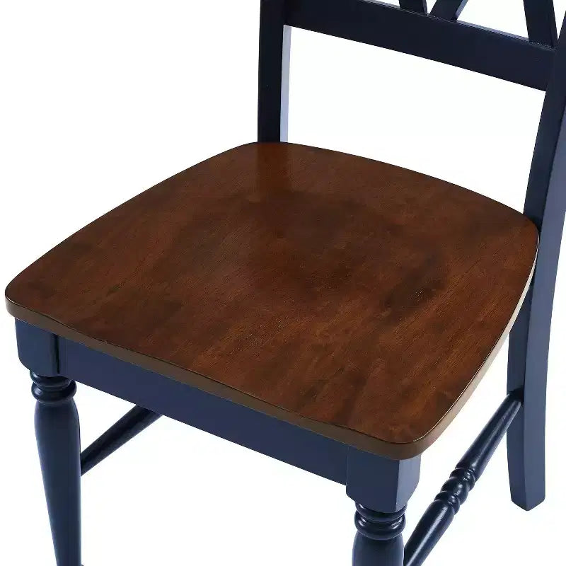 Crosley Shelby Set 2 Sedie da Pranzo Blu: Struttura in Legno di Gomma, Senza Braccioli, Stile Rustico Tradizionale
