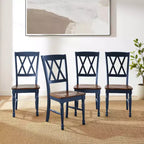 Crosley Shelby Set di 4 sedie da pranzo blu navy: Design tradizionale, telaio in legno di gomma, schienale a X