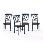 Crosley Shelby Set di 4 sedie da pranzo blu navy: Design tradizionale, telaio in legno di gomma, schienale a X