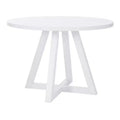 Powell Shelby Solid Wood Round Dining Table White: Seats 4, Lacquered Pedestal Base, 44" Width