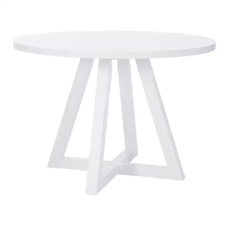 Powell Shelby Solid Wood Round Dining Table White: Seats 4, Lacquered Pedestal Base, 44" Width