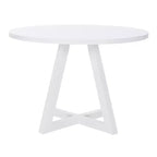 Tavolo da pranzo rotondo in legno massello Shelby Powell bianco: 4 posti, base a piedistallo laccata, larghezza 44"