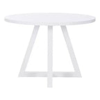 Tavolo da pranzo rotondo in legno massello Shelby Powell bianco: 4 posti, base a piedistallo laccata, larghezza 44"