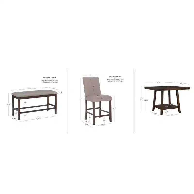 Set da pranzo Powell Barnes a 6 pezzi, altezza bancone