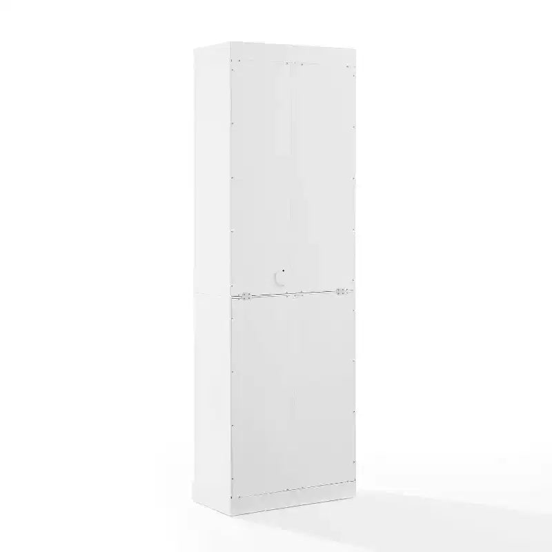 Crosley 78" Mobile Bar a Due Pezzi Stanton Bianco: Stile Rustico Tradizionale con Ripiani Regolabili e Portabicchieri