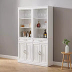 Crosley 78" Mobile Bar a Due Pezzi Stanton Bianco: Stile Rustico Tradizionale con Ripiani Regolabili e Portabicchieri