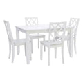 5pc Harleau Solid Wood Dining Set White - Powell: Rectangle Table, 4 Chairs, Nautical Style