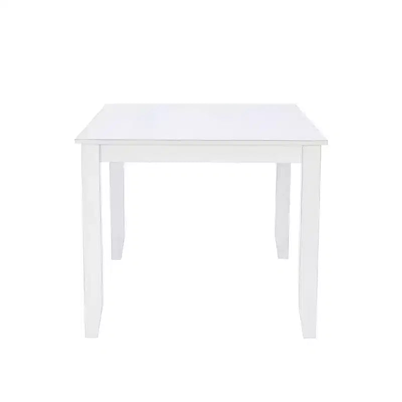 Set da pranzo Harleau 5 pezzi in legno massello, bianco - Powell: Tavolo rettangolare, 4 sedie, Stile nautico