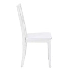 Set da pranzo Harleau 5 pezzi in legno massello, bianco - Powell: Tavolo rettangolare, 4 sedie, Stile nautico
