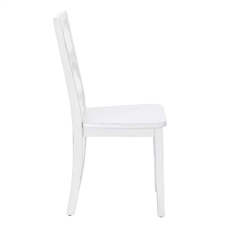 Set da pranzo Harleau 5 pezzi in legno massello, bianco - Powell: Tavolo rettangolare, 4 sedie, Stile nautico