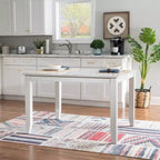 Set da pranzo Harleau 5 pezzi in legno massello, bianco - Powell: Tavolo rettangolare, 4 sedie, Stile nautico