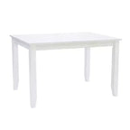 Set da pranzo Harleau 5 pezzi in legno massello, bianco - Powell: Tavolo rettangolare, 4 sedie, Stile nautico
