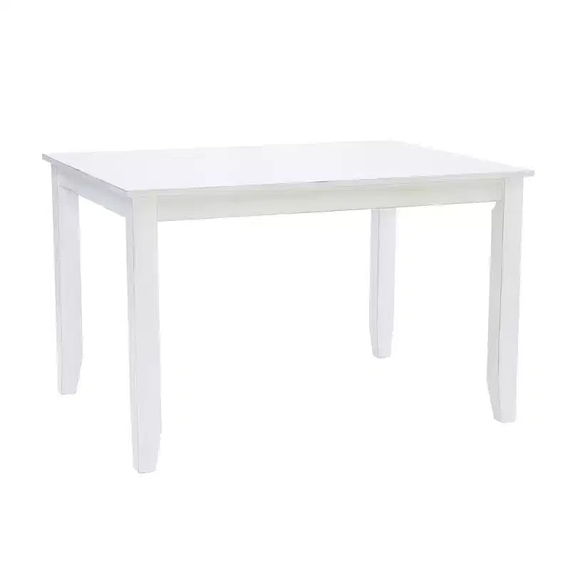 Set da pranzo Harleau 5 pezzi in legno massello, bianco - Powell: Tavolo rettangolare, 4 sedie, Stile nautico
