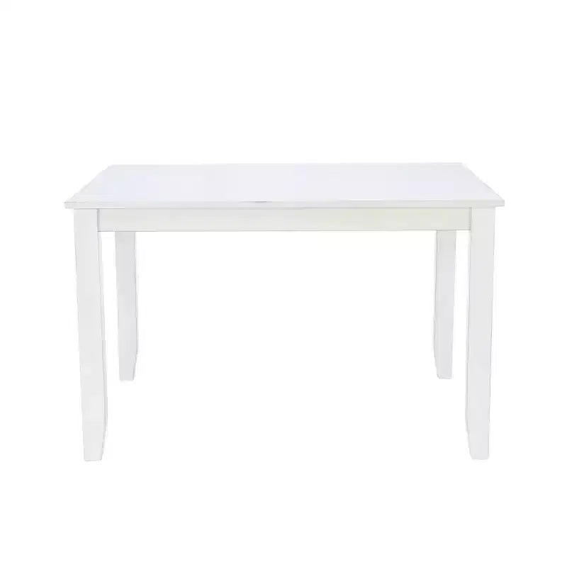 Set da pranzo Harleau 5 pezzi in legno massello, bianco - Powell: Tavolo rettangolare, 4 sedie, Stile nautico