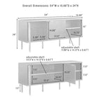 Crosley 54" Credenza Brody con Contenitore per Dischi, Nera: Venature in Rovere, Maniglie in Ottone, Gestione Cavi