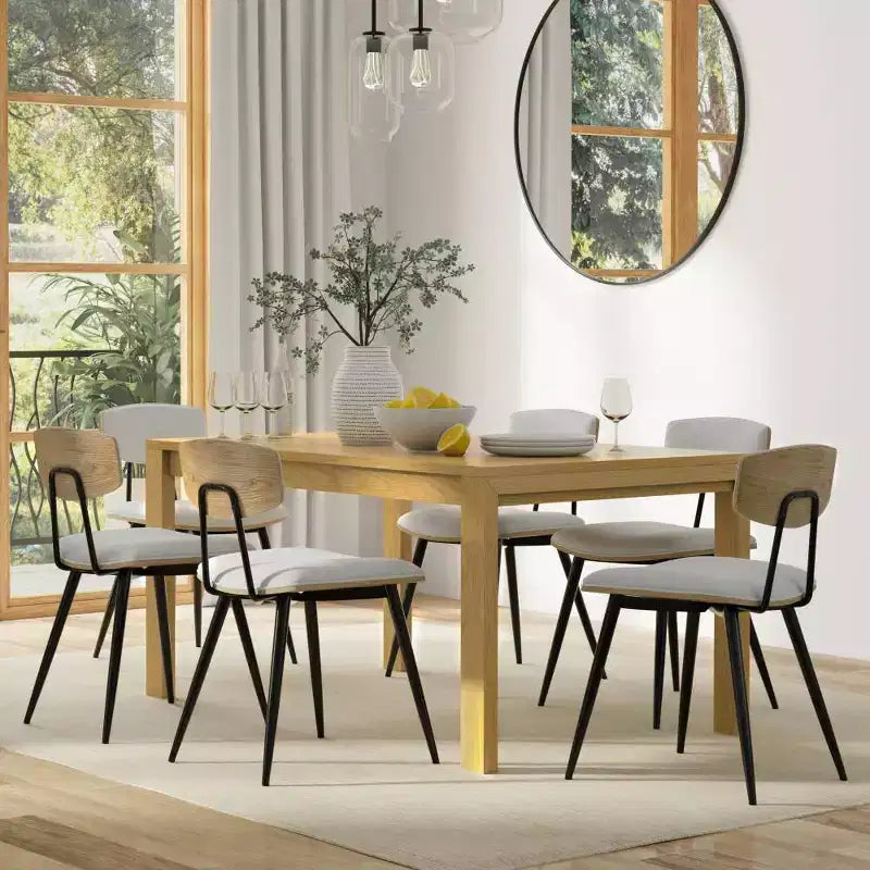 Tavolo da pranzo rettangolare Saige WyndenHall, impiallacciatura rovere: Legno massello, 6 posti, gambe dritte