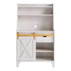 Credenza da cucina Downes Farmhouse: cassetto portaoggetti, 4 ripiani, rovere bianco - miBasics
