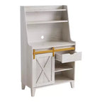 Credenza da cucina Downes Farmhouse: cassetto portaoggetti, 4 ripiani, rovere bianco - miBasics