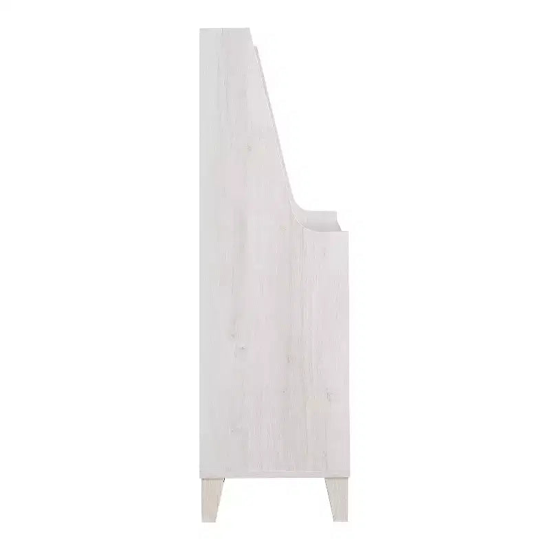 Credenza da cucina Downes Farmhouse: cassetto portaoggetti, 4 ripiani, rovere bianco - miBasics