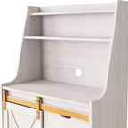 Credenza da cucina Downes Farmhouse: cassetto portaoggetti, 4 ripiani, rovere bianco - miBasics