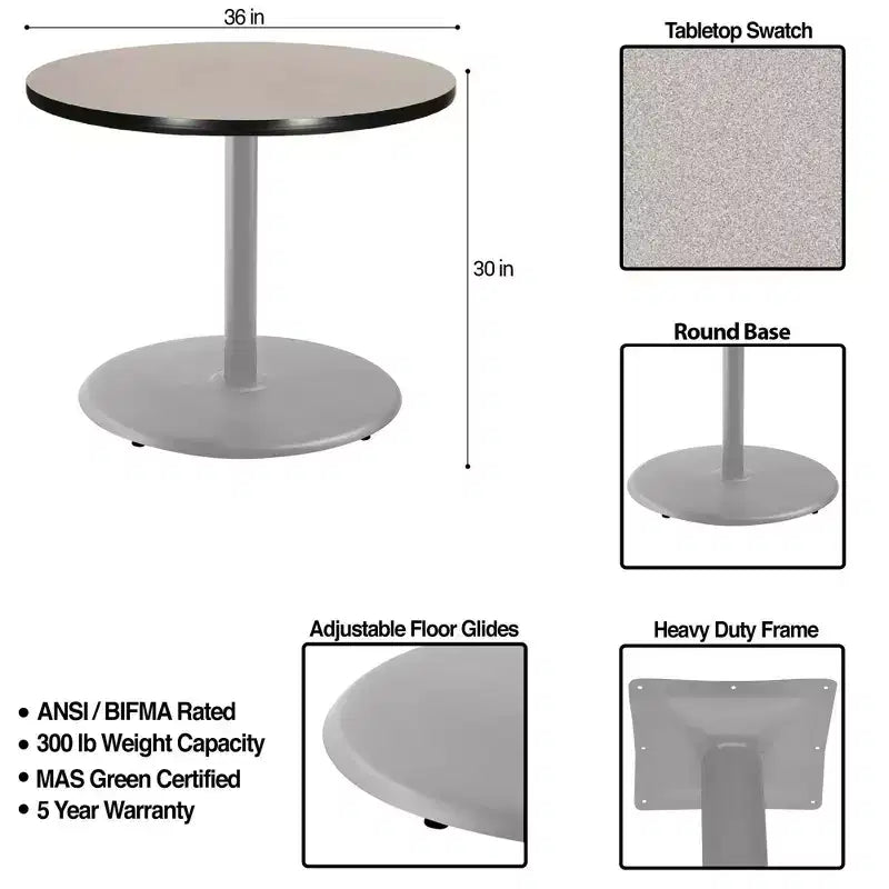 Tavolo da pranzo rotondo Hampden Furnishings, collezione Bennet, 30", grigio/nebula grigia