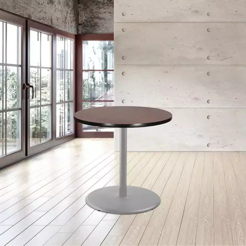 Hampden Furnishings Tavolo da pranzo rotondo da 36" della collezione Bennet, grigio/mogano