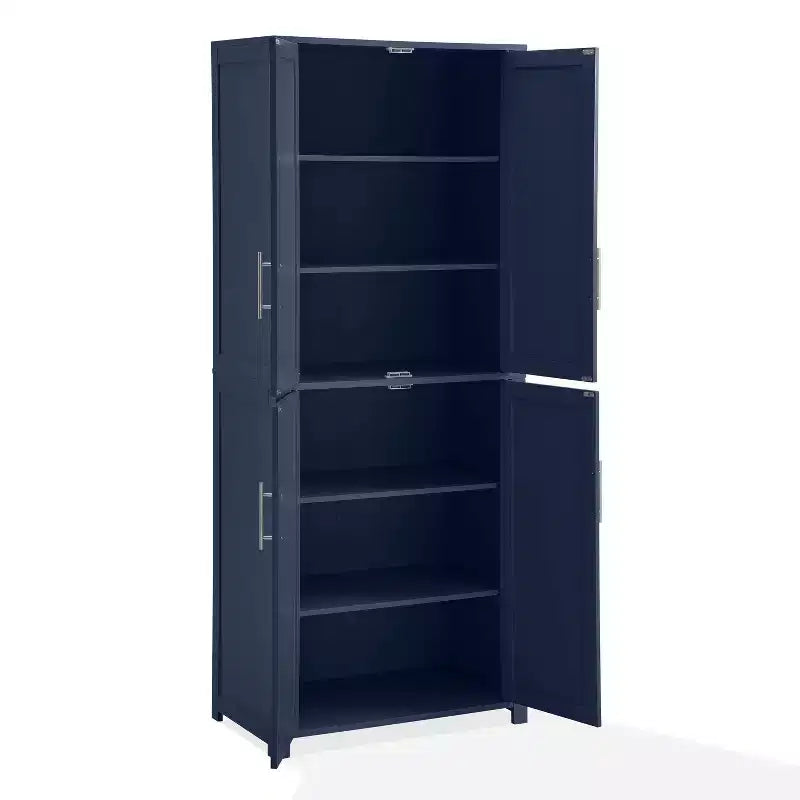 Crosley 67" Savannah Mobile Dispensa da Cucina Alta Blu: Design Tradizionale in Stile Fattoria, Impiallacciatura in Legno, Struttura in MDF, 3 Ripiani Regolabili
