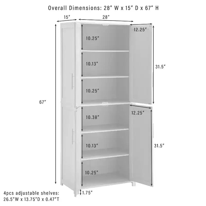 Crosley 67" Savannah Mobile Dispensa da Cucina Alta Blu: Design Tradizionale in Stile Fattoria, Impiallacciatura in Legno, Struttura in MDF, 3 Ripiani Regolabili