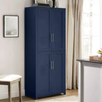 Crosley 67" Savannah Mobile Dispensa da Cucina Alta Blu: Design Tradizionale in Stile Fattoria, Impiallacciatura in Legno, Struttura in MDF, 3 Ripiani Regolabili