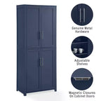 Crosley 67" Savannah Mobile Dispensa da Cucina Alta Blu: Design Tradizionale in Stile Fattoria, Impiallacciatura in Legno, Struttura in MDF, 3 Ripiani Regolabili
