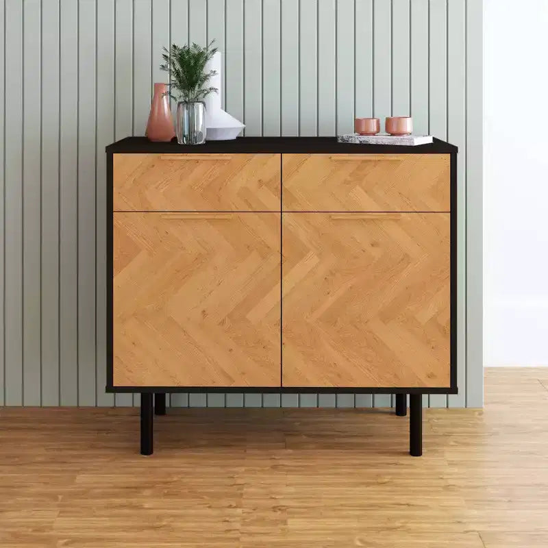 Madia Liam Mid-Century Modern Manhattan Comfort a 4 ripiani, Nera/Naturale