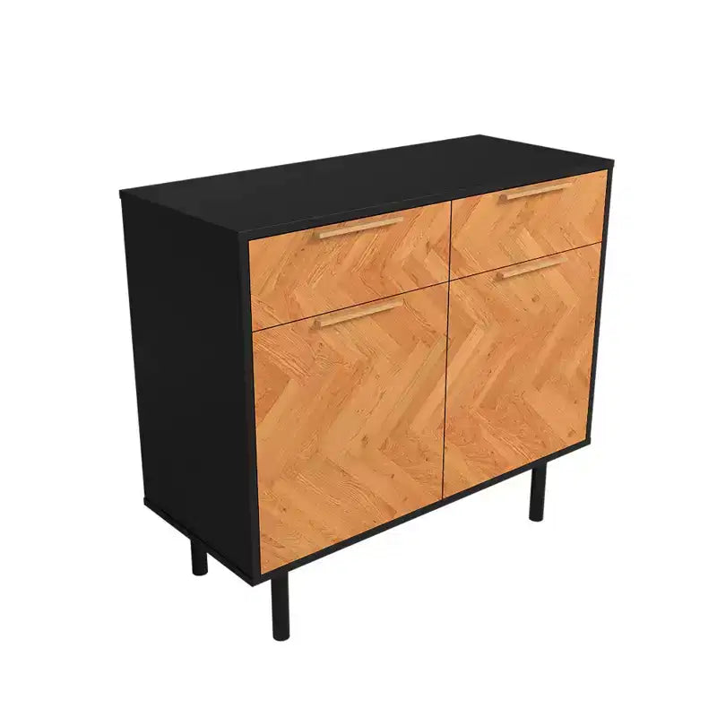Madia Liam Mid-Century Modern Manhattan Comfort a 4 ripiani, Nera/Naturale